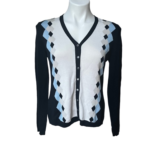 Brooks Brothers Button Down Multi Color Argyle Cardigan Sweater, Sz S - Picture 1 of 11